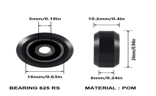 POM V wheel delrin with 625zz/625rs/MR 105zz bearing - Image 2
