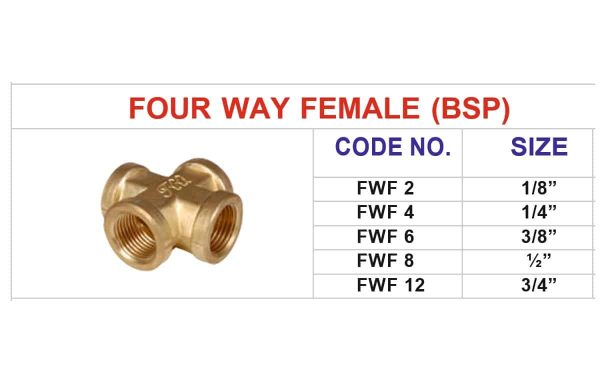 ND519 brass fittings four way female 2