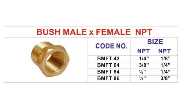 ND525 brass fittings bush m f 2