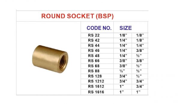 ND528 brass fittings round Socket 2