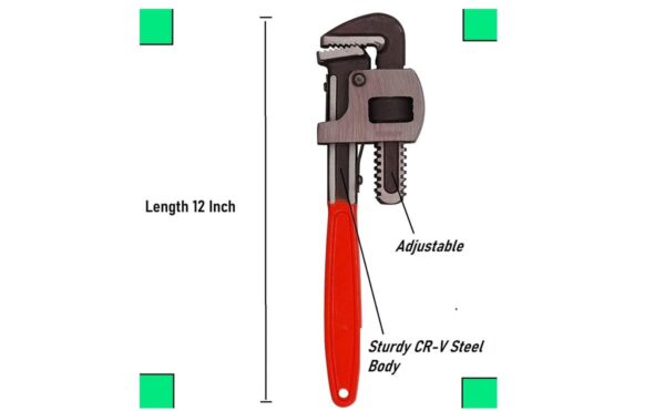 Pipe wrench spanner drop forged, duly hardened & tempered jaws carbon steel adjustable wrench for multiple applications - Image 5