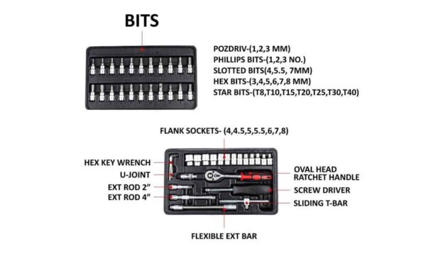 Driver Socket set 46 pcs double chrome vanadium steel mirror finished from Eastman brand - Image 2