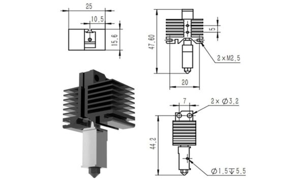 Bambulab V1.0 Radiator Aluminium Alloy for Bambulab Hotend - Image 2