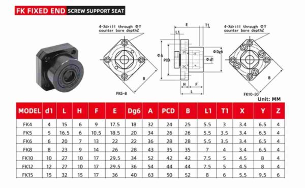 FK10 FF10 Ballscrew End Support Set Grade 7 CNC Ball Screw Bearing Units for Precision Applications - Image 4