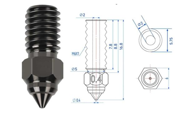 Ender 3 V3 SE Hardened Steel Nozzle – 0.4mm High-Strength Nozzle for 1.75mm Filament, Abrasion-Resistant Upgrade - Image 3